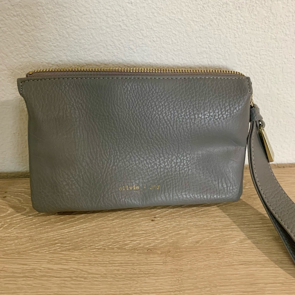 Olivia + Joy Grey Faux Leather Wristlet